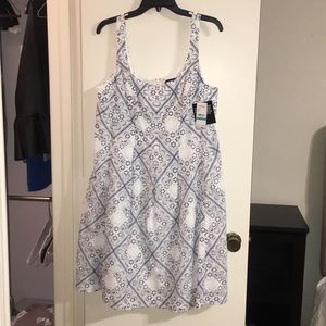 NWT Nine West Blue & White Lace Eyelet Dress